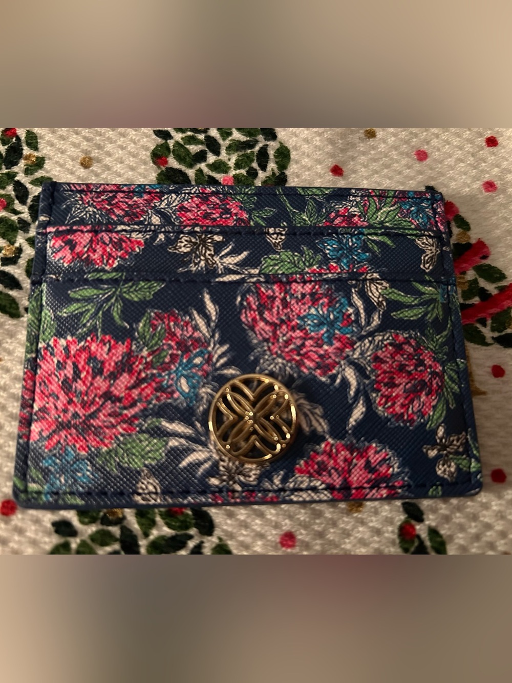 Lilly Pulitzer Card Holder Dahlia Licious Floral Wallet Gold Logo